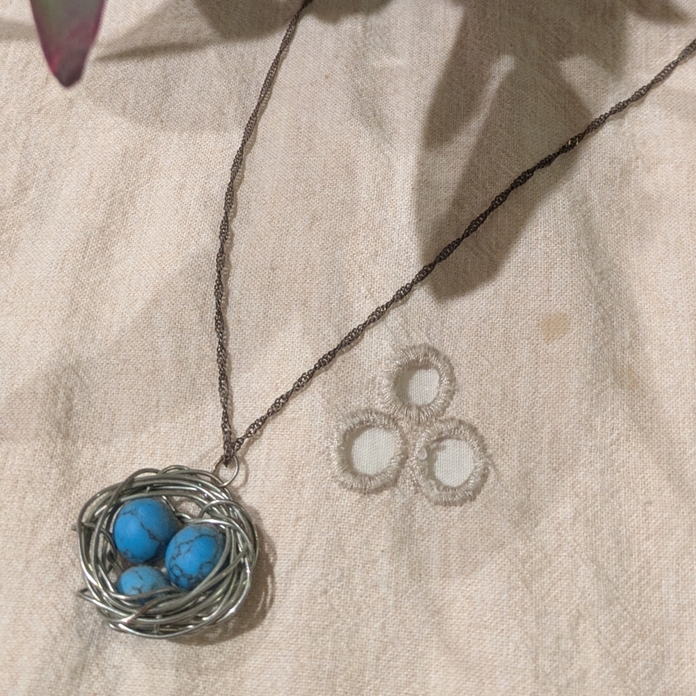 Silver and Turquoise Pendant Necklace